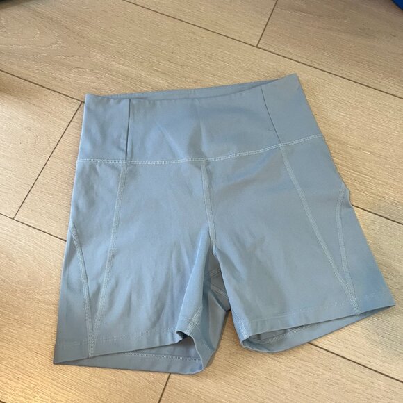 Girlfriend Collective High Rise Run Short in Cerulean - Picture 2 of 3